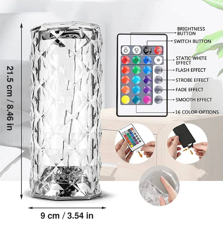 16 Colors LED Atmosphere Room Decor Christmas Room Decoration Home Lights Crystal Lamp Touch Table Bedside Lamps Light